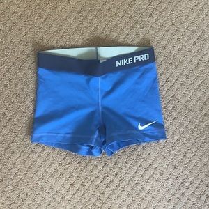Nike pro light blue shorts